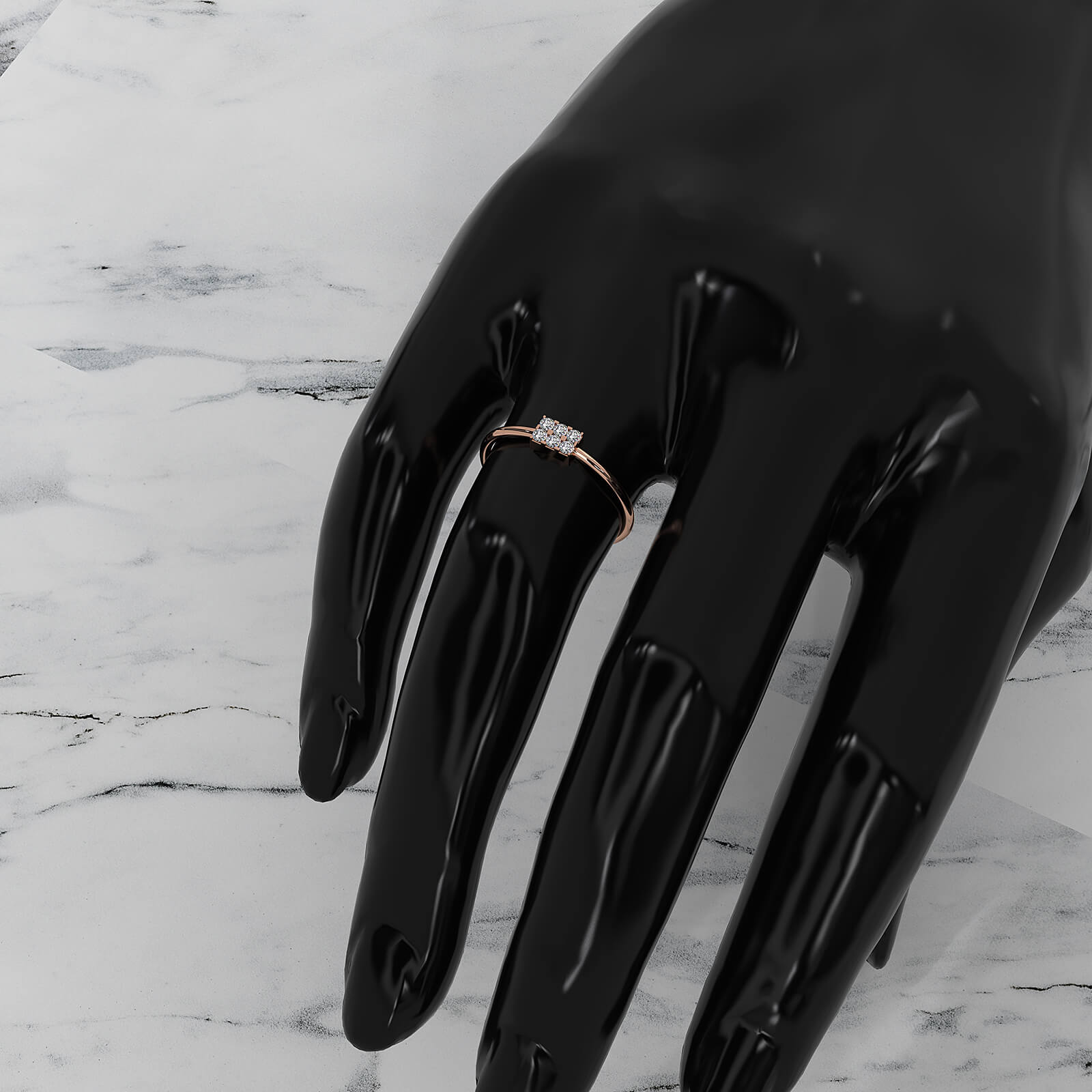 Slim Minimalist Rectangle Shape Lab Diamond Engagement Ring 0.11ctw.